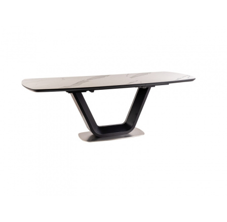 Jídelní stůl ARMANI CERAMIC, efekt bílého mramoru/černý mat - 160(220)x90