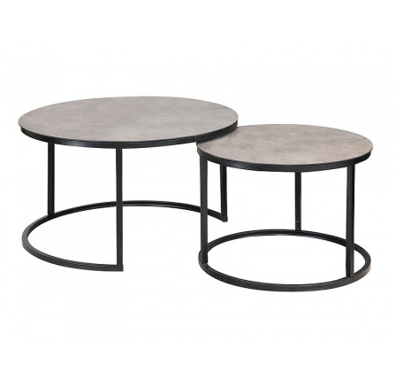 Konferenční stůl ATLANTA A - set 2 stolů, šedý efekt mramoru/černý mat