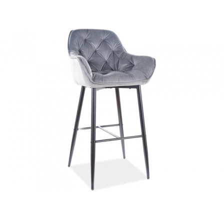 Barová židle CHERRY H-1 Velvet, černá/šedý Bluvel 14