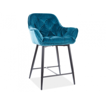 Barová židle CHERRY H-2 Velvet, černá/modrý Bluvel 85