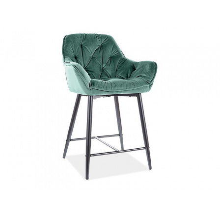Barová židle CHERRY H-2 Velvet, zelený Bluvel 78/černý mat