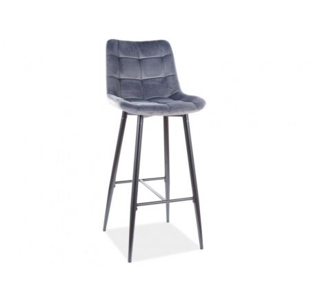 Barová židle CHIC H-1 Velvet, černá/šedý Bluvel 14