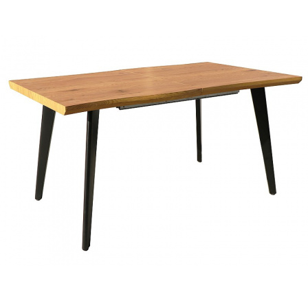 Jídelní stůl FRESNO, Dub/Černý mat, 120(180)x80 cm
