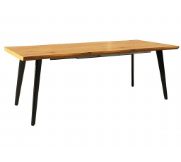 Jídelní stůl FRESNO, dub/černá, 150(210)x90 cm