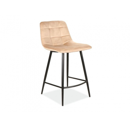 Barová židle MILA H-2 Velvet, béžová Bluvel 28/černý mat