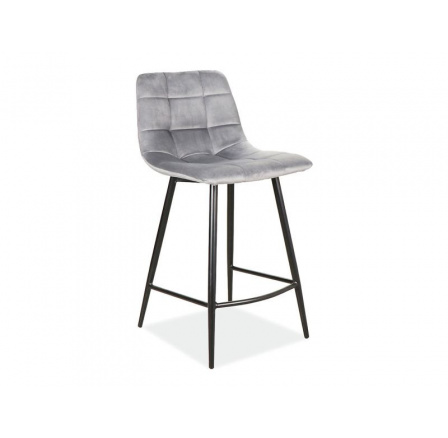 Barová židle MILA H-2 Velvet, šedý Bluvel 14/černý mat