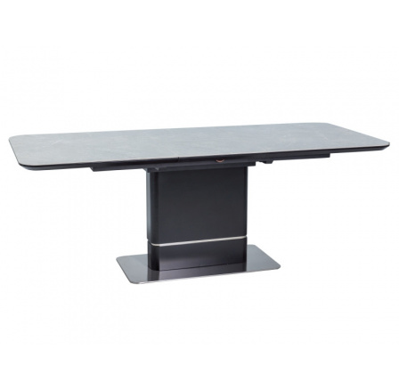 Jídelní stůl PALLAS CERAMIC, šedý efekt mramoru/černý mat - 160(210)x90
