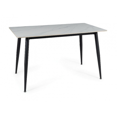 Jídelní stůl RION, Efekt bílého mramoru/Černý mat, 160x90 cm