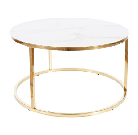 Konferenční stůl SABINE, bílá s efektem mramoru/zlatá
