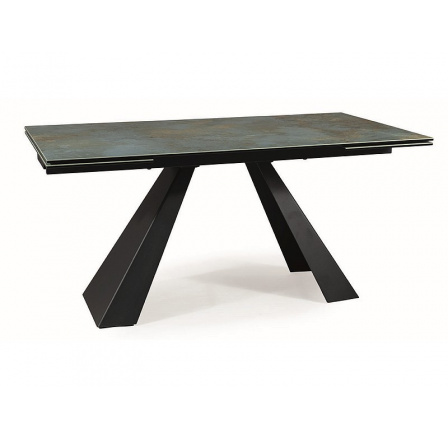 Jídelní stůl SALVADORE CERAMIC, OSSIDO VERDE, Tyrkys/Černý mat, 160(240)x90 cm
