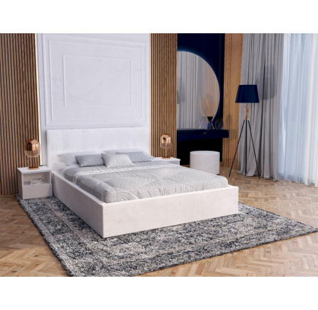 Čalouněná postel RINO - Velur, barva: BÍLÁ
