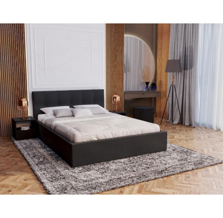 Čalouněná postel RINO - Velur, barva: ČERNÁ