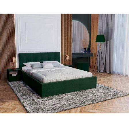 Čalouněná postel RINO - Velur, barva: BUTTON GREEN