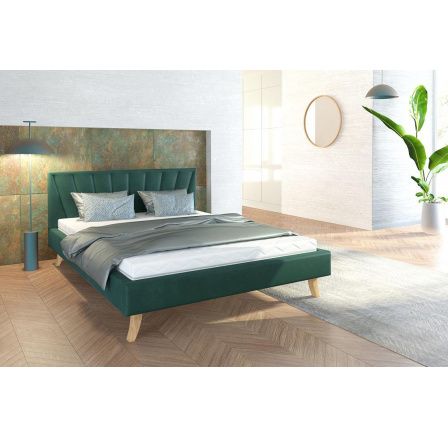 Čalouněná postel - HEAVEN TRINITY (lahvově zelená) - 180 x 200