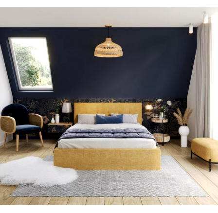 Čalouněná postel TULSA - Ottawa, barva: medově žlutá - 140 x 200