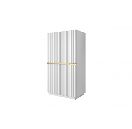 Šatní skříň Nicole 100 cm se 2 skrytými zásuvkami - bílá matná / zlaté úchytky