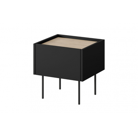 Noční stolek se zásuvkou Desin 45 cm - černý mat / dub nagano