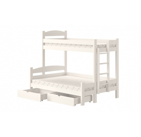 Łóżko piętrowe z szufladami Lovic prawostronne - biały, 90x200/120x200