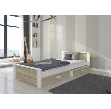 Postel ALDEX 180x80 Bílá+Sonoma s matrací