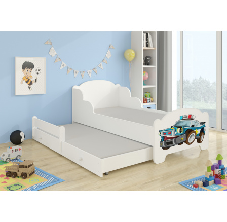 Dětská postel AMADIS II s přistýlkou a matracemi 160x80 cm, Bílá/Police