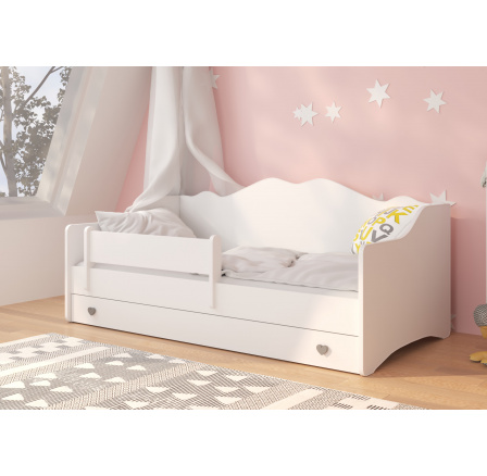 Dětská postel EMKA s matrací, Bílá/Grafit