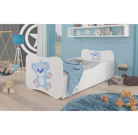 Dětská postel GONZALO s matrací a šuplíkem, 160x80 cm, Bílá/Bear