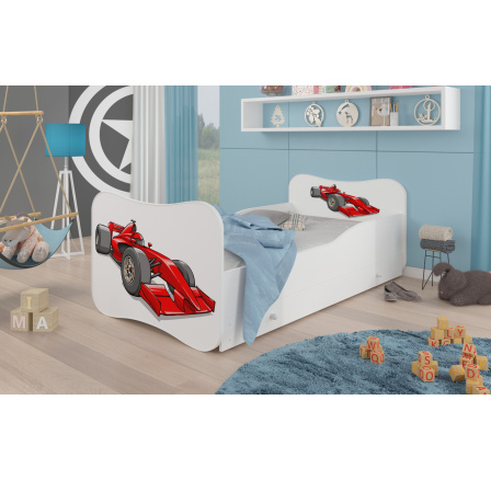 Dětská postel GONZALO s matrací a šuplíkem, 160x80 cm, Bílá/Formule