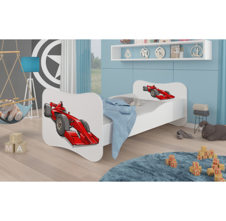 Dětská postel GONZALO s matrací, 140x70 cm, Bílá/Formule