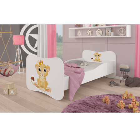Dětská postel GONZALO s matrací, 140x70 cm, Bílá/Lion