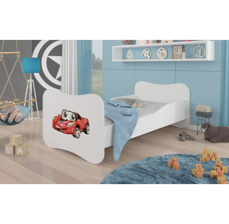 Dětská postel GONZALO s matrací, 140x70 cm, Bílá/Red Car