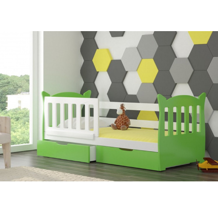 Dětská postel LENA s matrací, Bílá/Zelená