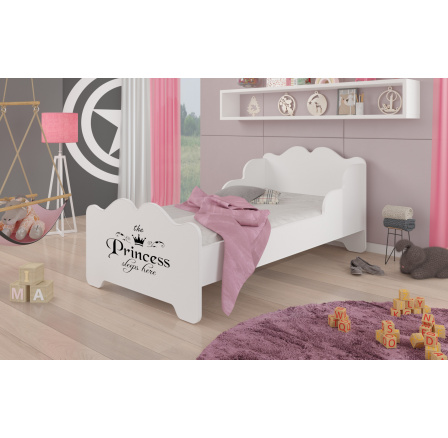 Postel dětská XIMENA PRINCESS BLACK 140x70 Bílá postel s matrací