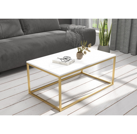 Konferenční stolek NARISA 100x60 Zlatá+Bílá