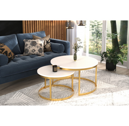 Konferenční stolek 2v1 OKIN Gold+White