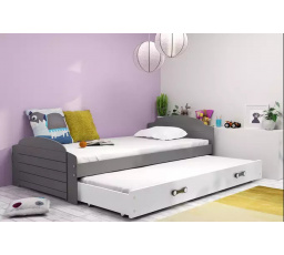 Dětská postel LILI s přistýlkou 90x200 cm, bez matrací, Grafit/Bílá
