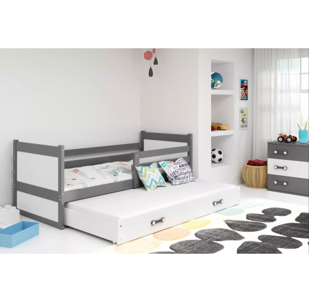 Dětská postel RICO s přistýlkou 80x190 cm, bez matrace, Grafit/Bílá