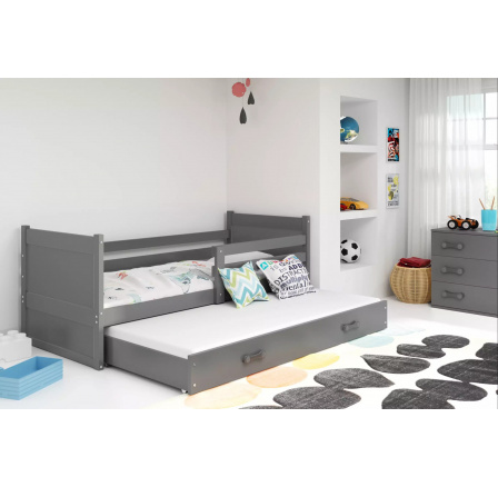 Dětská postel RICO s přistýlkou 80x190 cm, bez matrace, Grafit/Grafit