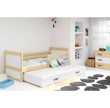 Dětská postel RICO s přistýlkou 80x190 cm, bez matrace, Přírodní/Bílá