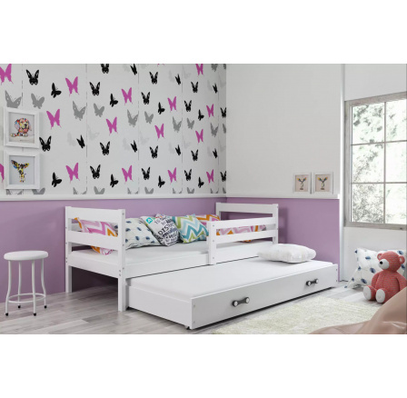 Dětská postel ERYK s přistýlkou 80x190 cm, bez matrací, Bílá/Bílá
