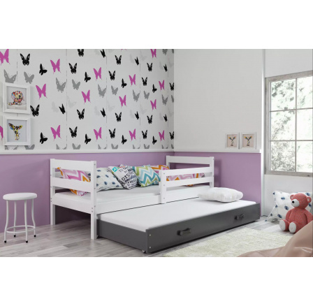 Dětská postel ERYK s přistýlkou 80x190 cm, bez matrací, Bílá/Grafit