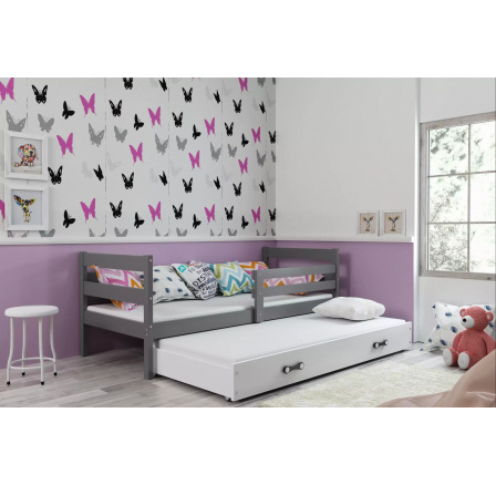 Dětská postel ERYK s přistýlkou 80x190 cm, bez matrací, Grafit/Bílá
