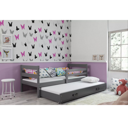Dětská postel ERYK s přistýlkou 90x200 cm, bez matrací, Grafit/Grafit