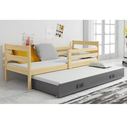 Dětská postel ERYK s přistýlkou 80x190 cm, bez matrací, Přírodní/Grafit
