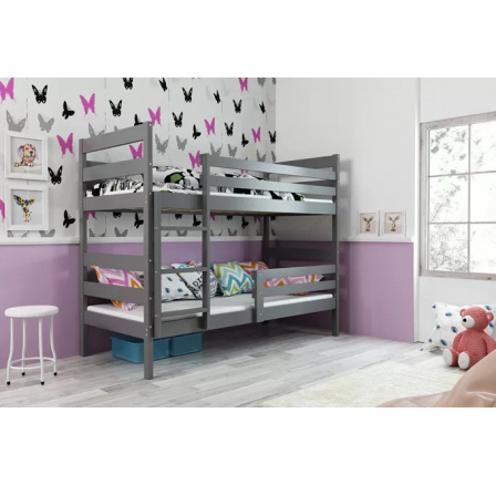 Dětská patrová postel ERYK 90x200 cm, včetně matrací, Grafit