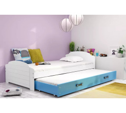 Dětská postel LILI s přistýlkou 90x200 cm, včetně matrací, Bílá/Modrá