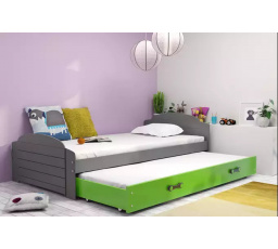 Dětská postel LILI s přistýlkou 90x200 cm, včetně matrací, Grafit/Zelená