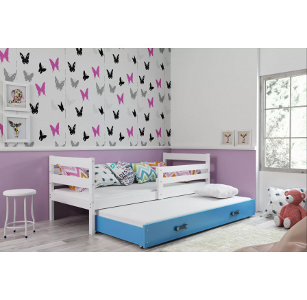 Dětská postel ERYK s přistýlkou 80x190 cm, bez matrací, Bílá/Modrá