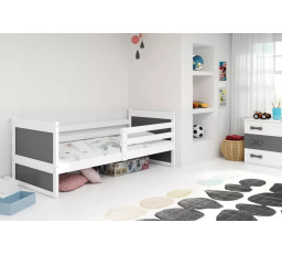 Dětská postel RICO 80x190 cm, s matrací, Bílá/Grafit