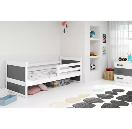 Dětská postel RICO 80x190 cm, s matrací, Bílá/Grafit