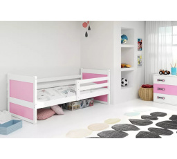 Dětská postel RICO 80x190 cm, s matrací, Bílá/Růžová